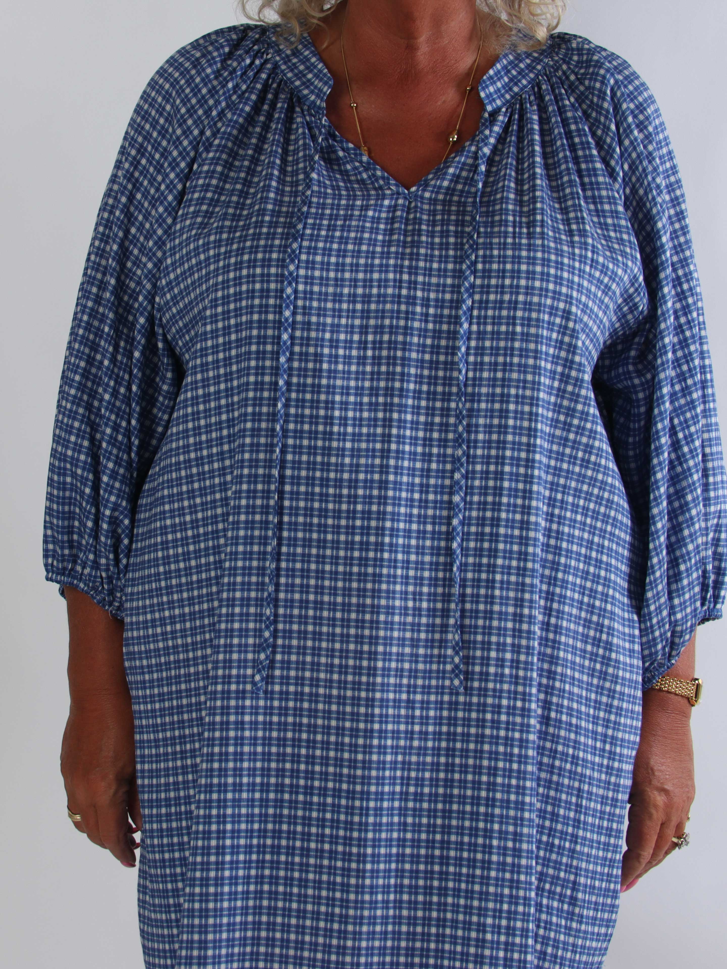 Amidala Check - Elegant ternet plus size tunikakjole i viskose